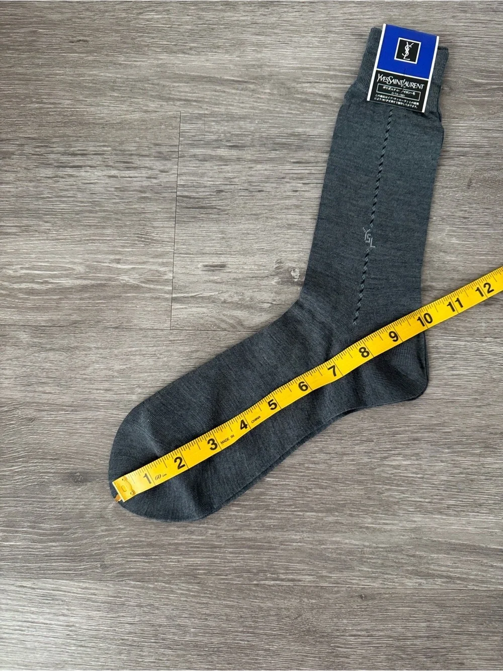 Vintage Yves Saint Laurent Grey Men’s Dress Sock in Original Sealed Box